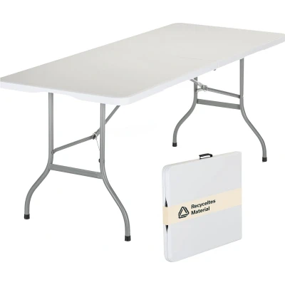 Afbeelding van Skandika Masi Klaptafel, klapbank, set tafel en banken, bank tot 300 kg, tuintafel 200 kg debiet, gerecycled HDPE materiaal (witte tafel)