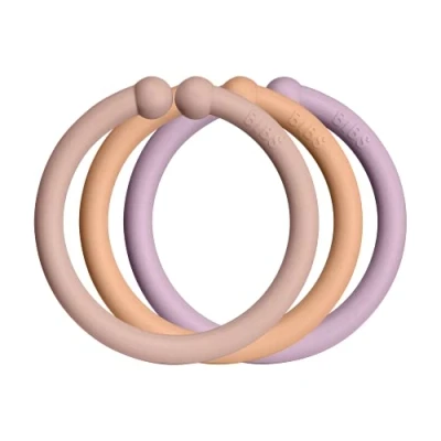 Afbeelding van BIBS LOOPS 12 verpakkingen met elk BPA vrije zakjes in levensmiddelenkwaliteit, 100% vrij, pvc en ftalaten, blush/perzik/lila