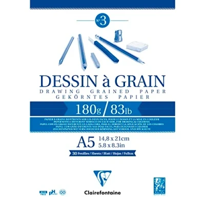 Image de Bloc dessin à grain encollé 14,8x21 180 grammes 30F Blanc