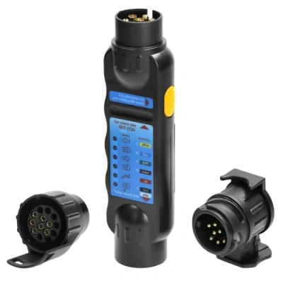 Afbeelding van Aanhangwagen Stekkertester Met 2 Adapters 7 en 13 Polig ISO 1724 12V