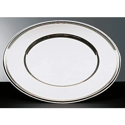 Afbeelding van APS placemat hoogglans gepolijst decoratief bord, Ø 33 cm diameter, met parelrand, schotel van roestvrij staal, stapelbaar, vaatwasmachinebestendig