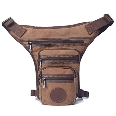 Afbeelding van Canvas beentas voor heren, tactisch, militair, motorrijder, heuptas met meerdere zakken, reizen, wandelen, klimmen, fietsen, outdoor, kaki, #08kaki