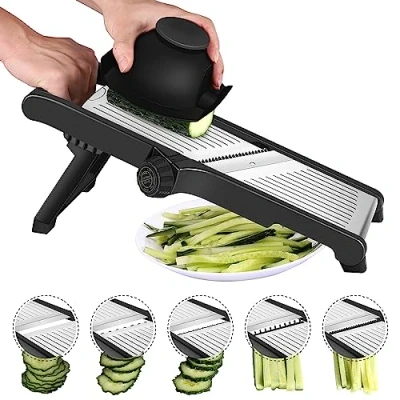 Afbeelding van MILcea Mandoline Professionele snijmachine, 3 in 1 verstelbare groentesnijder. Julienne Snijmachine voor levensmiddelen, groenten en fruit. Dunne schijf van mm tot 9 met veiligheidshandschoenen