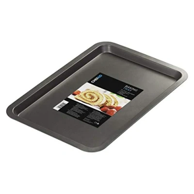 Afbeelding van Chef Aid Kookplaat met antiaanbaklaag van koolstofstaal duurzame antiaanbaklaag, vaatwasmachinebestendig, geschikt voor koelkast en vriezer, koken braden, 39 x 25,5 cm