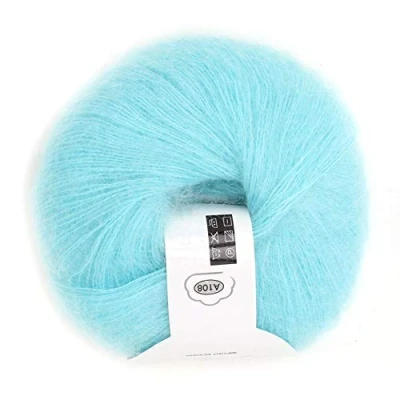 Afbeelding van Angora wollen garen gebreid zacht mohair om te knutselen (met een haak)(blauw licht blauw), breigereedschap