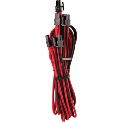 Afbeelding van CORSAIR Premium kabel (dubbele stekker) type 4 Gen afzonderlijk ommanteld rood/zwart