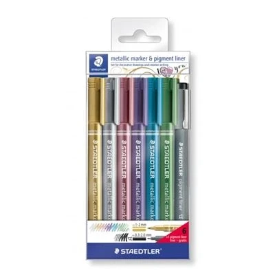Image de Marqueurs métalliques 6 pièces et fineliner offert staedlter