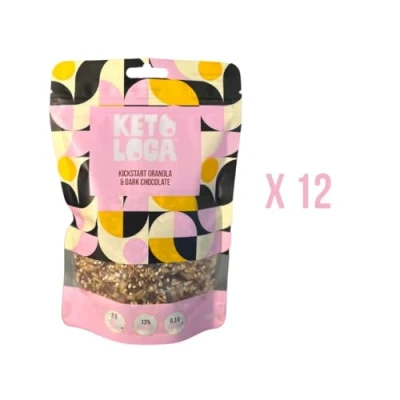 Afbeelding van Keto LOCA® Kickstart Granola &amp; Dark Chocolate koolhydraatarm low carb high fibres 12 x 250g