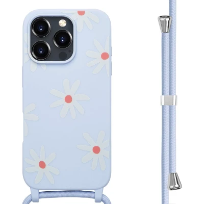 Afbeelding van imoshion hoesje Geschikt voor iPhone 16 Pro Max met koord Siliconen design Meerkleurig / Lila Flower Distance