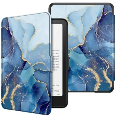 Afbeelding van Fintie Hoesje voor 7 inch Kindle Paperwhite 2024 (12e generatie) en Colorsoft Signature Edition (1e generatie), dunne lichte hoes, automatische wekker/slaaphoes, oceaan marmer