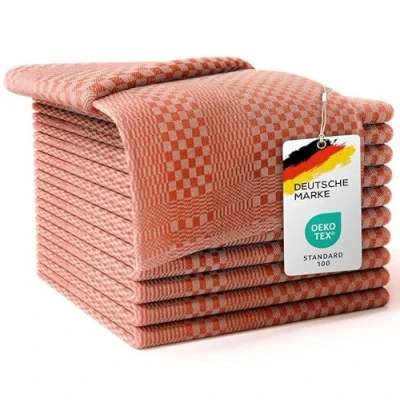 Afbeelding van LEFUNDA® Set van 10 theedoeken, 100% katoen, 220 g/m², zacht en super absorberend, voldraad, 50 x 70 cm, oranje,