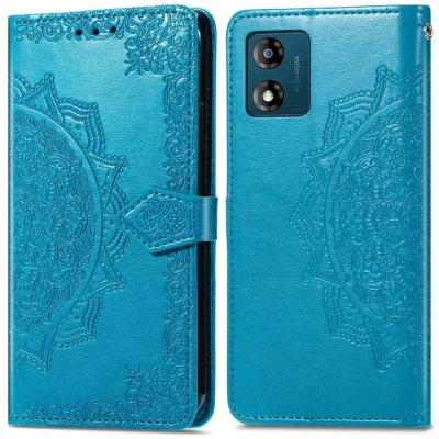 Afbeelding van iMoshion Hoesje Geschikt voor Motorola Moto E13 Met Pasjeshouder Mandala Bookcase Turquoise