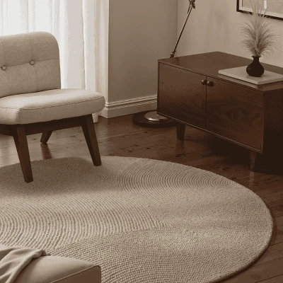 Afbeelding van Vloerkleed Rond Eleni Beige 120 Ø cm Dekbed Discounter.nl