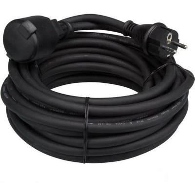 Afbeelding van Perel Verlengkabel, H05RR F 3G1.5, 10 m, 16 A/230 V, 3680 W, type E/F, Schuko, IP44, rubber, zwart
