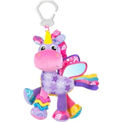 Afbeelding van Playgro Activity Friend Stella Unicorn Baby Speelgoed Hangspeeltje Kinderwagenspeeltje Rammelaar Kinderwagenaccessoire Buggyaccessoire Educatief Knuffeldier