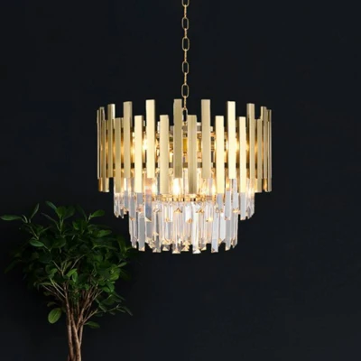 Afbeelding van Hanglamp Aspen metaal goudkleurige glaskristallen, hoogte 30 cm