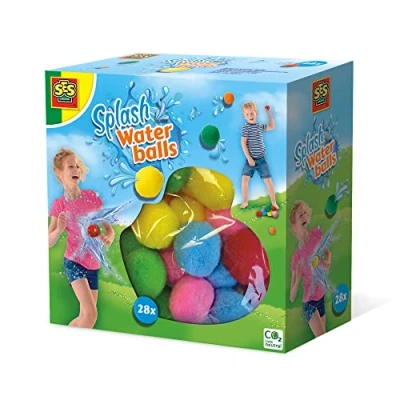 Afbeelding van SES Splash Waterballen herbruikbare waterballonnen droog en nat te gebruiken vrolijke kleuren 28 ballen per set Waterballon Alternatief Buiten Spelen Zomer Zwembad Speelgoed