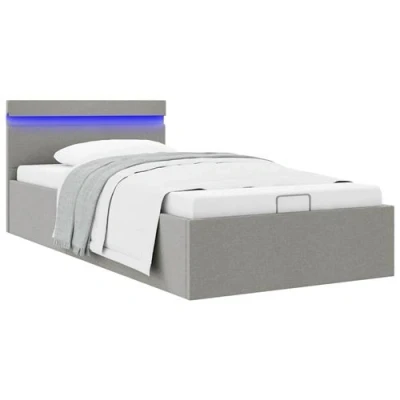 Afbeelding van vidaXL Bedframe met opbergruimte en LED stof lichtgrijs 90x200 cm