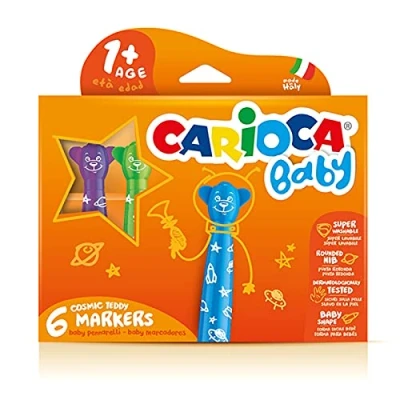 Afbeelding van Carioca Viltstift Baby Teddy, Doos Van 6 Stuks In Geassorteerde Kleuren