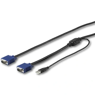 Image de StarTech.com 10 ft. (3 m) USB KVM Cable for Rackmount Consoles VGA and Console (RKCONSUV10) Câble vidéo / mini (M) pour USB, HD 15 (VGA) 3 m P/N: RKCONS1701, RKCONS1708K, RKCONS1716K, RKCONS17HD, RKC