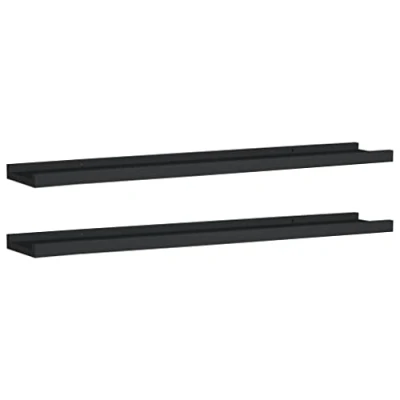 Image de vidaXL Étagères à rebord pour cadre photo 2 pcs Noir 80x9x3 cm MDF323933