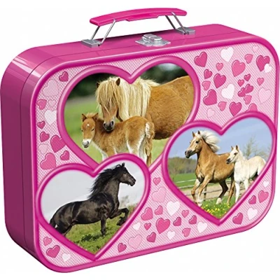 Image de Puzzle Schmidt Chevaux, 2x26 + 2x48 pièces, boîte en métal