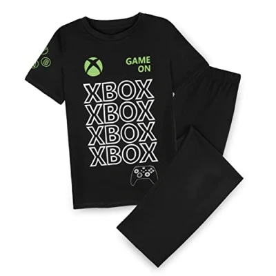 Afbeelding van XBOX Pyjama voor jongens, pyjamasets kinderen, jongeren, gamer, zwart.
