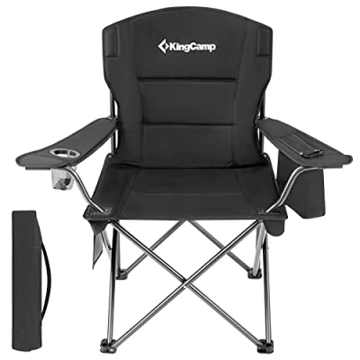 Afbeelding van KingCamp ultralichtgewicht campingstoel, visstoel, comfortabel, opvouwbaar, met waterfleshouder, tot 136 kg belastbaar, outdoor stoel