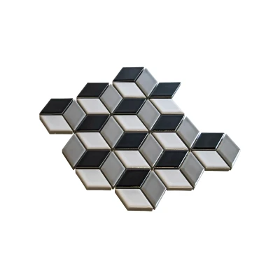 Afbeelding van The Mosaic Factory Paris 3D Kubus Black White Grey Glossy