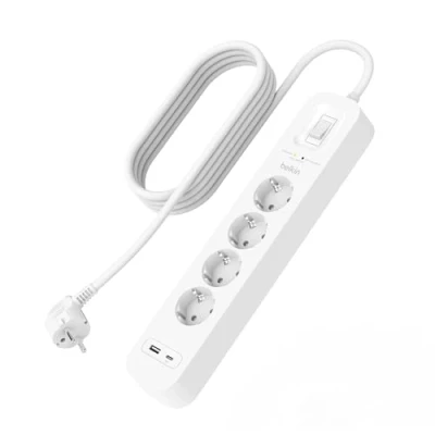 Afbeelding van Belkin Surge Protection 4 Outlet 2 Meter Usb C Wit