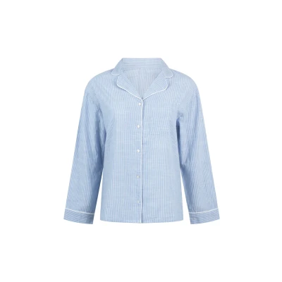 Afbeelding van Hunkemöller Stripe Pyjamashirt, Dames, Maat: XS, Blue