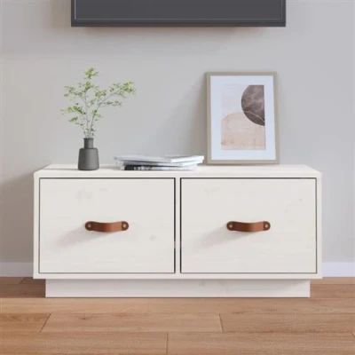 Afbeelding van Tv meubel 80x34x35 cm massief grenenhout wit