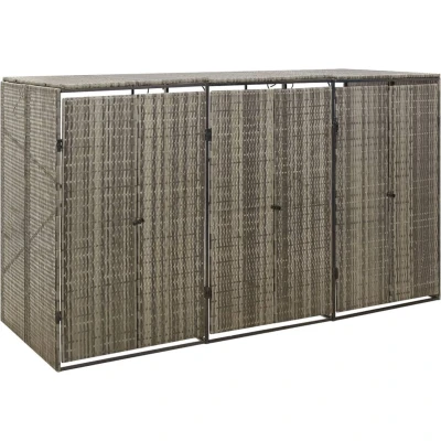 Afbeelding van Containerberging driedubbel 207x80x117 cm poly rattan grijs