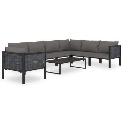 Afbeelding van 8 delige Loungeset met kussens poly rattan antraciet