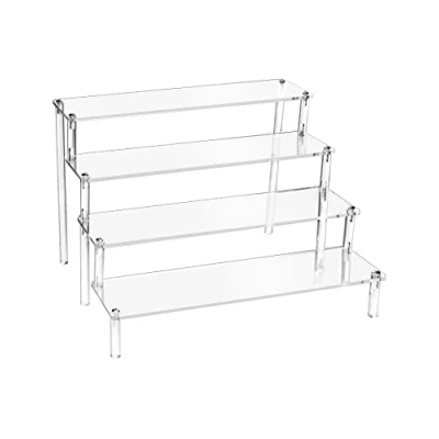 Afbeelding van 4 traps acryl displaystandaard, transparant display riser rek voor figuren, sieraden, cupcake, lippenstift, nagellak, specerijen, 30 x 25 20 cm