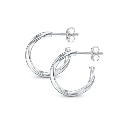 Afbeelding van Amberta 925 Sterling zilveren gedraaide creolen voor dames dames, zilver