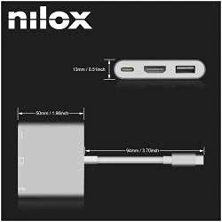 Afbeelding van Nilox NLX TC HDMIUSBT tussenstuk voor kabels USB 3.0 HDMI 4K Zilver