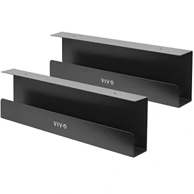Afbeelding van VIVO DESK AC06 2C 2 stuks kabelbeheerdienbladen, stekkerdozen, kabelorganizer, draadtemmer voor kantoor en thuis, zwart, 42 cm
