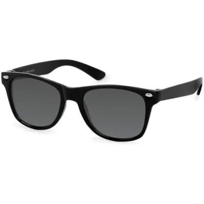 Afbeelding van styleBREAKER Kids Nerd zonnebril met kunststof frame en polycarbonaat glazen, klassiek retro design, 09020056, Zwart montuur / grijs glas volledig getint