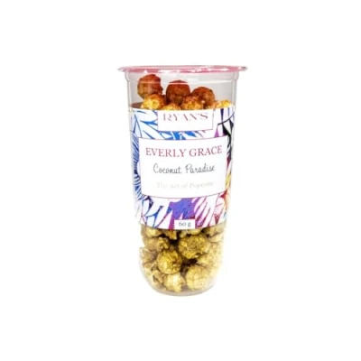 Afbeelding van Everly Grace Popcorn 60 g Paradise Ryan&#039;s Specialties in praktische popcornbeker Made Germany