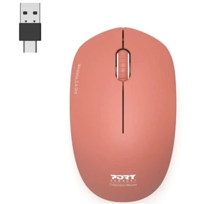 Image de PORT Connect Collection Souris droitiers et gauchers optique 3 boutons sans fil 2.4 GHz récepteur USB/USB C terre cuite