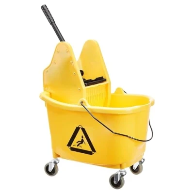 Afbeelding van AmazonCommercial Emmer met franjes en centrifuge, 35 l, geel