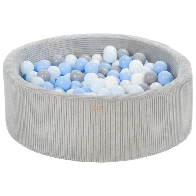 Afbeelding van piscine à balles En velours côtelé 300 rondes Diamètre : 90 cm (couleur de la gris/blanc, gris, bleu clair, (pastel))