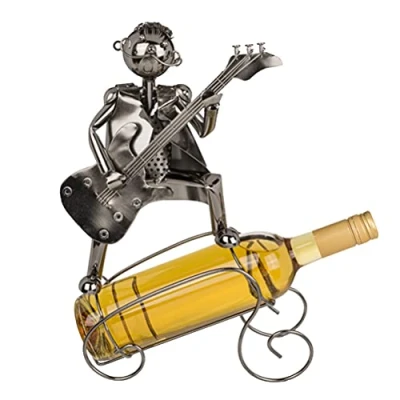 Afbeelding van Wijnfleshouder Gitarist Wijnrek Wijn accessoires Wijnhouder Metaal cadeau