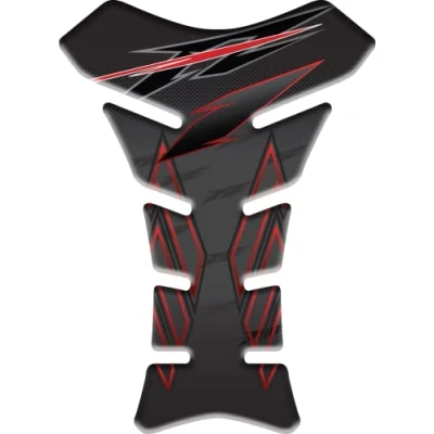 Afbeelding van Tankpad van kunsthars, 3D effect, compatibel met Yamaha Fz1 Fz1n Fz1s Fazer (zwart rood)