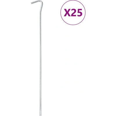 Afbeelding van vidaXL Tentharingen 25 st Ø7 mm 30 cm gegalvaniseerd staal
