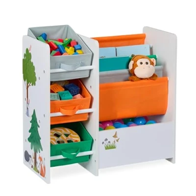 Afbeelding van Relaxdays kinderkast speelgoedkast kinderkamer kast boekenkast kinderen wit hout