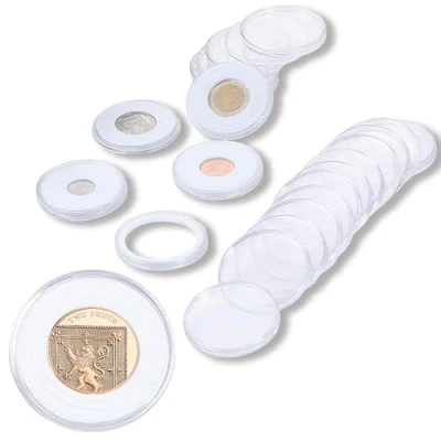 Afbeelding van Uncle Paul Set van 20 capsules voor 46 mm munten met 6 maten (20/25/30/35/40/46 mm) schuimrubberen afdichtingen muntcollectie