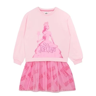 Afbeelding van Sweaterjurk Wicked Glinda trui jurk voor meisjes met pailletten sweatjurk meisjes, Roze