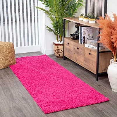 Afbeelding van SURYA Vloerkleed Hal Slaapkamer Zacht Hoogpolig Shaggy Loper Gang LILLY Roze 80x220 cm